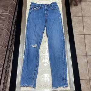 Levi’s Premium Denim blue distressed Wedgie jeans